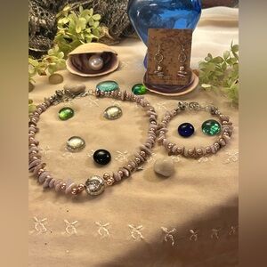 🐚Violet Sea Necklace bracelet and earrings